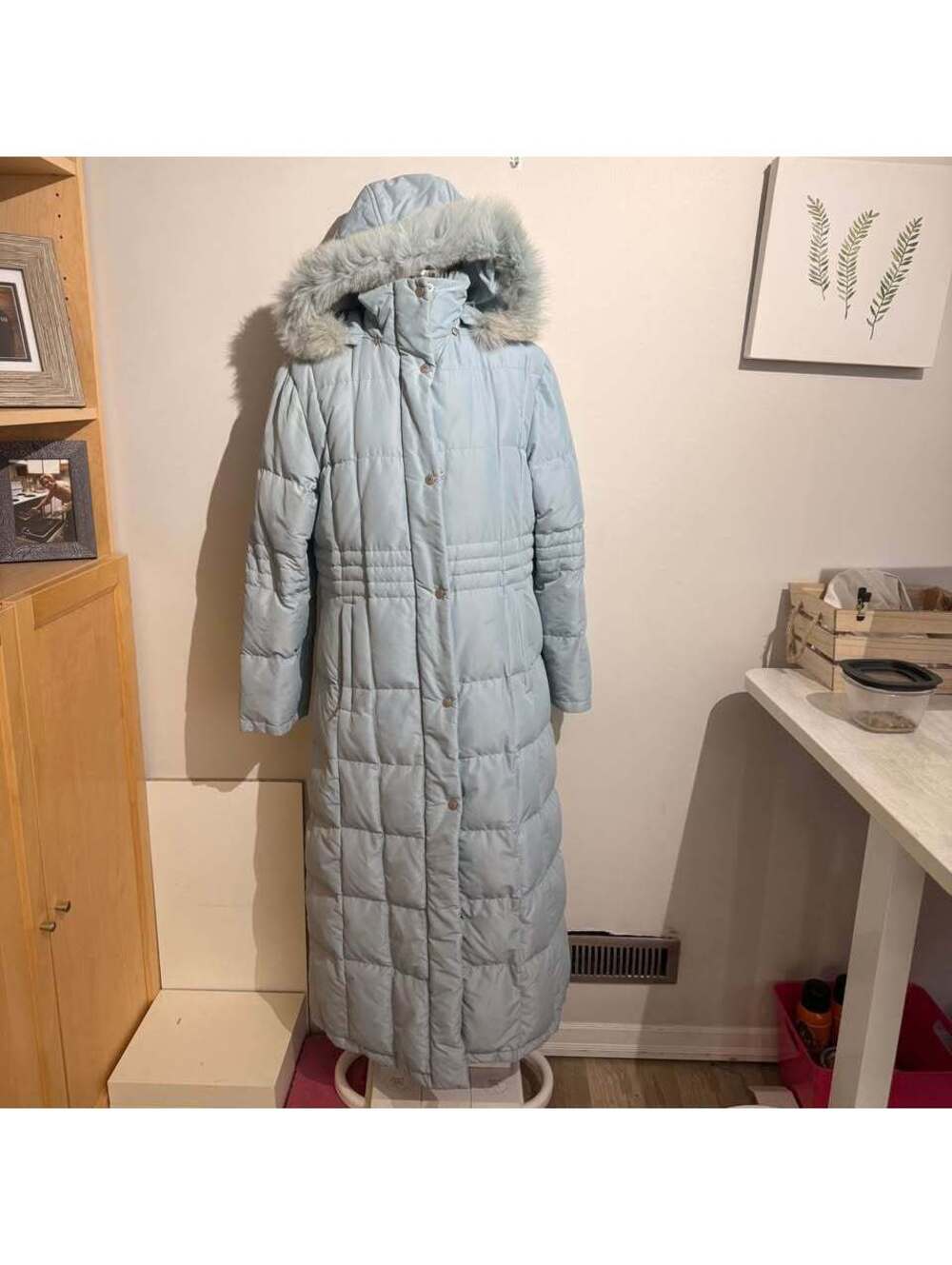 Utex Design Long Hooded Parka Women's S Light Blue